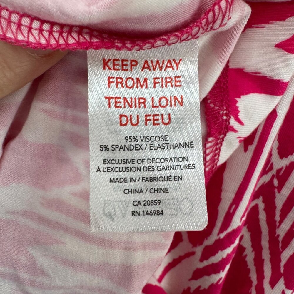 Hatley Ikat T Shirt Dress Pink White Short Cap Sleeve Stretch Back Zip Size M - Picture 6 of 10